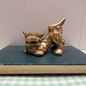 Vintage Brass Foo Dog Chinese Guardian Lion Figurine